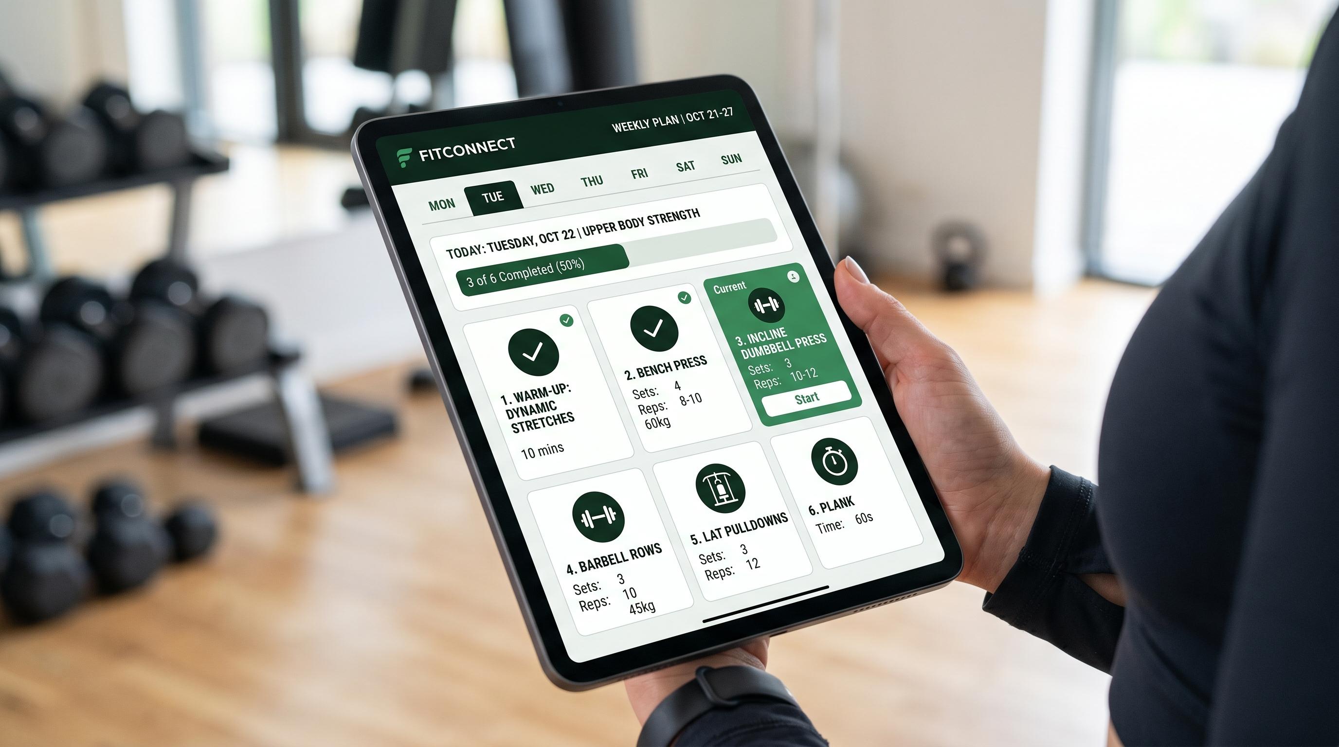 AI-generated workout plan in the Fitconnect coach dashboard