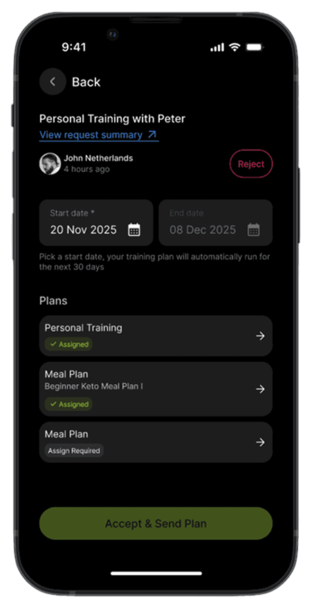 Coach client progress screen 2
