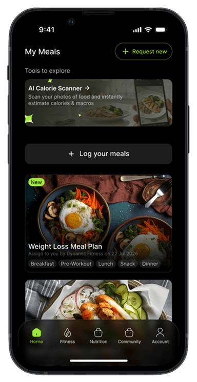Calorie scanner screen 1