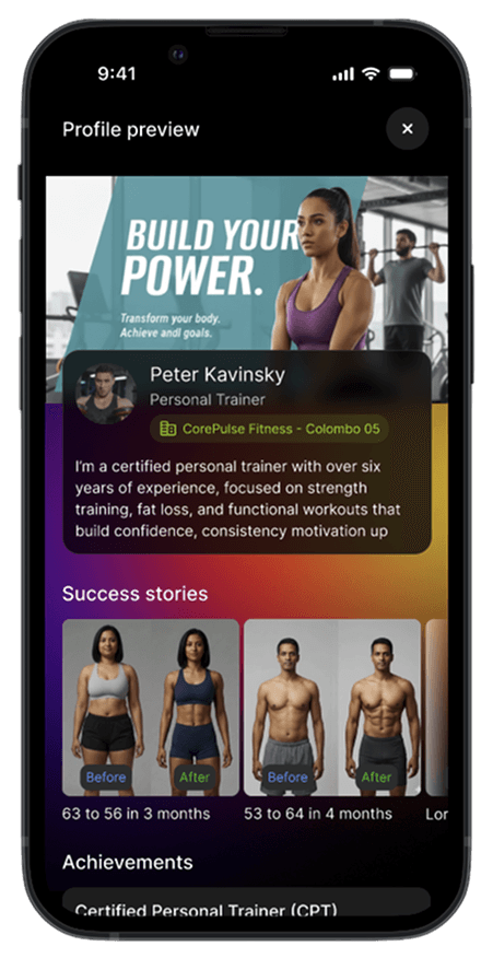 Coach public profile screen 2