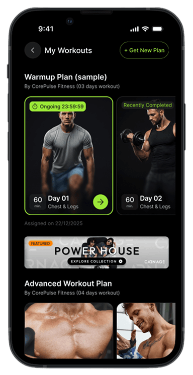 AI workout plan screen 1