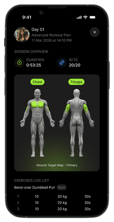 AI workout plan screen 3